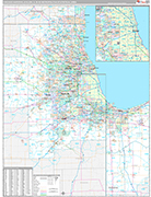 Chicago-Naperville-Elgin Metro Area Wall Map Premium Style